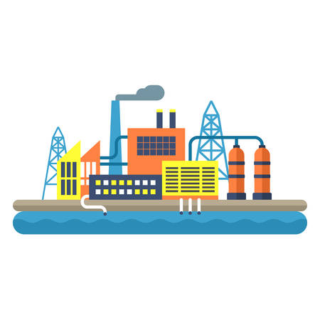 Factory concept illustration. Flat style vector illustration. Industrial landscapeのイラスト素材