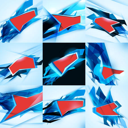 Abstract vector background set. Abstract polygonal elements on light backgroundのイラスト素材