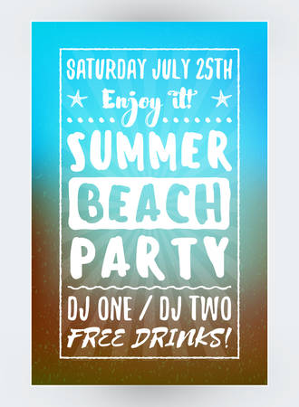 Summer Beach Party Flyer or Poster. Night Club Event. Summer Night Party. Vector Flyer Design Templateのイラスト素材