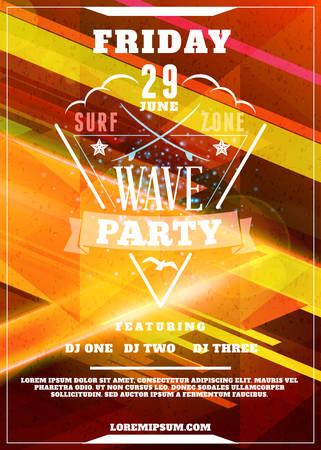 Summer Beach Party Flyer or Poster. Summer Night Party. Vector Design Templateのイラスト素材