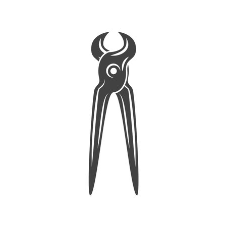 A pair of pincers. Black on white flat vector illustration, logo element isolated on white backgroundのイラスト素材
