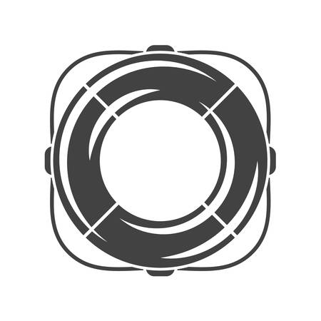Nautical collection. Safety ring, life belt, buoy ring. Black icon, element, flat vector illustration isolated on white background.のイラスト素材