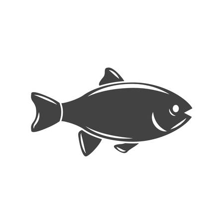 Nautical collection. Big fish. Black icon, element, flat vector illustration isolated on white background.のイラスト素材
