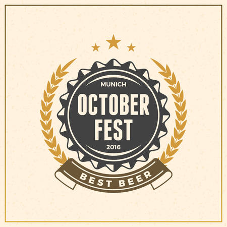Beer festival Octoberfest celebration. Retro style badge, label, emblem. Vector illustration. Beer label templateのイラスト素材
