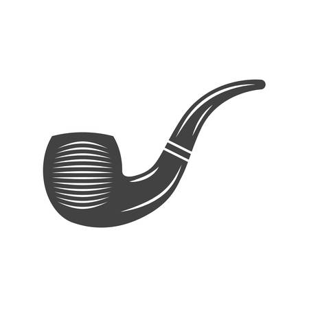 Tobacco smoking pipe. Black icon, logo element, flat vector illustration isolated on white background.のイラスト素材