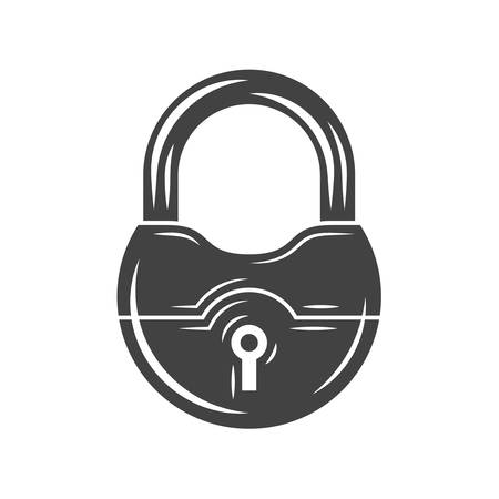 Padlock Black icon, logo element, flat vector illustration isolated on white background.のイラスト素材