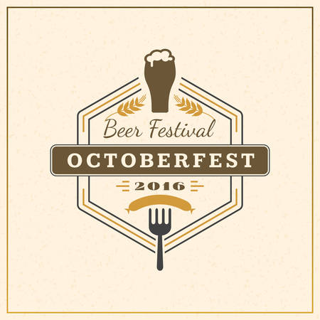 Beer festival Octoberfest celebration. Retro style badge, label, emblem. Vector illustration. Beer label templateのイラスト素材
