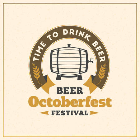 Beer festival Octoberfest celebration. Retro style badge, label, emblem. Vector illustration. Beer label templateのイラスト素材