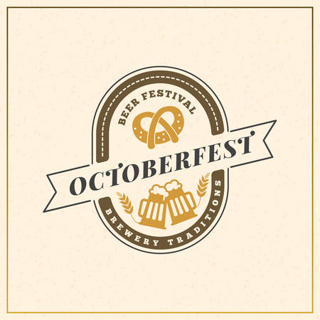 Beer festival Octoberfest celebration. Retro style badge, label, emblem. Vector illustration. Beer label templateのイラスト素材