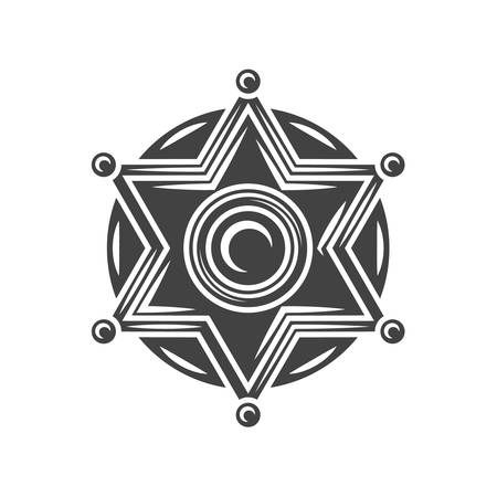 Sheriff badge. Black icon,  element, vector illustration isolated on white backgroundのイラスト素材