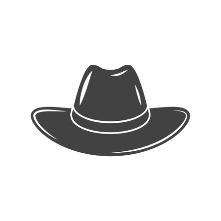 Cowboy hat. Black icon,  element, vector illustration isolated on white backgroundのイラスト素材
