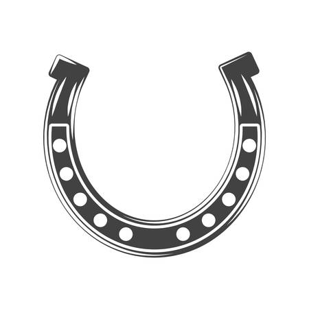 Horseshoe. Lucky symbol. Black icon,  element, vector illustration isolated on white backgroundのイラスト素材