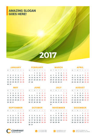 Wall Calendar Poster for 2017 Year. Vector Design Print Template. Stationery Design. Vector Calendar with Abstract Backgroundのイラスト素材