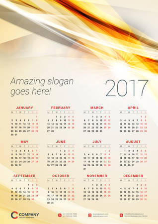 Wall Calendar Poster for 2017 Year. Vector Design Print Template. Stationery Design. Vector Calendar with Abstract Backgroundのイラスト素材