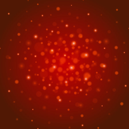 Red christmas background with lights. Abstract vector illustration. Decorative background for holiday greeting cardのイラスト素材