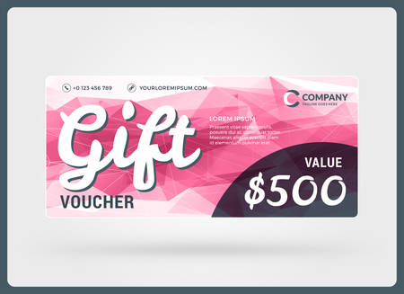 Gift voucher. design template. Discount card. Gift certificate. Pink Color Theme. Illustrationのイラスト素材