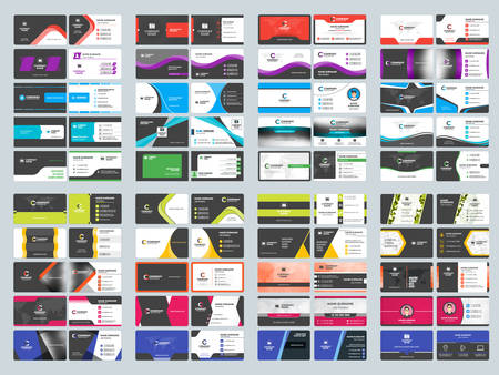 Collection of double sided business card vector templates. Stationery design vector setのイラスト素材