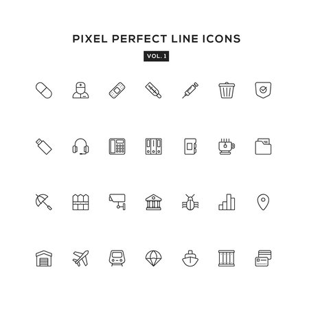 Business line icon set. Pixel perfect vector icon set for websites and infographics. Black color themeのイラスト素材
