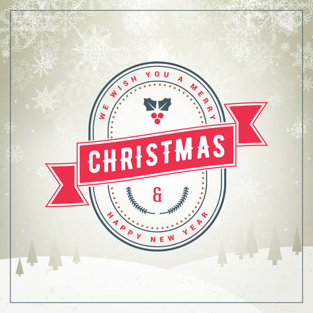 Christmas greeting card. Vintage typographic badge. Christmas typographic background. Vector Illustrationのイラスト素材
