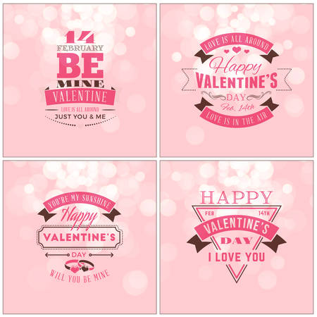 Valentines Day Greeting Card or Poster Design Template. Vintage Typographic Design and Abstract Vector Background. Happy Valentines Day Backgroundのイラスト素材