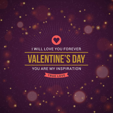 Valentines Day Greeting Card or Poster Design Template. Vintage Typographic Design and Abstract Vector Background. Happy Valentines Day Backgroundのイラスト素材