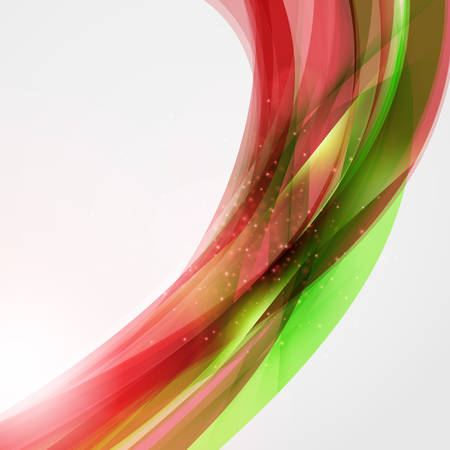 Abstract red and green wave background for poster, flyer, bunner templates. Vector illustration. Wave background with light effectsのイラスト素材