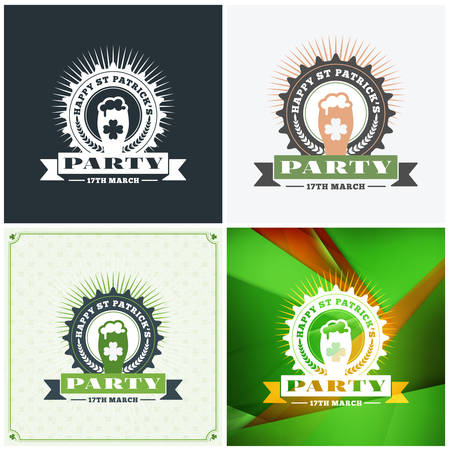St. Patricks Day badge design. Set of vector typographic posters or greetings cards. Saint Patricks Day backgroundsのイラスト素材
