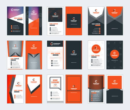 Collection of vertical business card vector templates. Stationery design vector setのイラスト素材