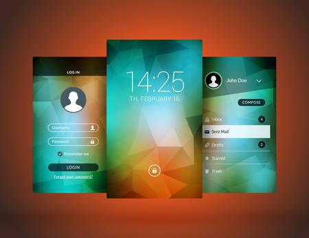 Mobile interface wallpaper design. Set of abstract vector backgrounds. Modern smartphone application interface elementsのイラスト素材