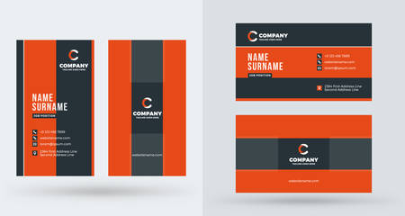 Double-sided creative business card template. Portrait and landscape orientation. Horizontal and vertical layout. Vector illustration.のイラスト素材
