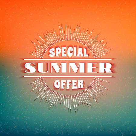Summer sale banner. Typographic retro style summer poster with textured abstract background. Summer discounts and special offers. Vector illustrationのイラスト素材