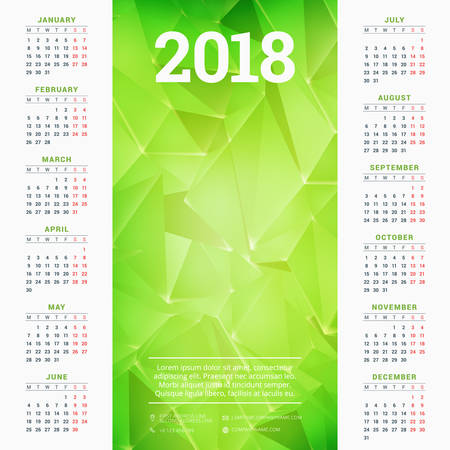 Calendar for 2018 year. Vector design template.のイラスト素材