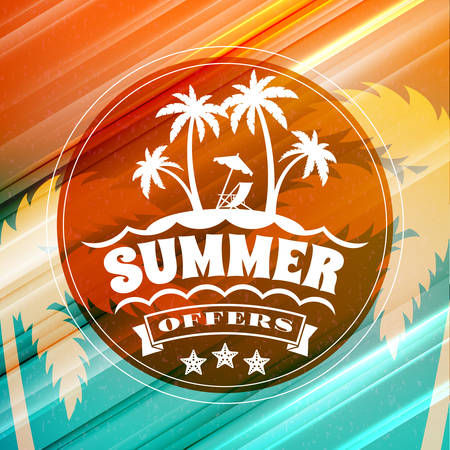 Summer sale banner. Typographic retro style summer poster with textured abstract background. Summer discounts and special offers. Vector illustrationのイラスト素材
