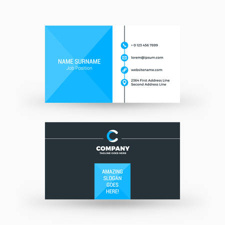 Creative and clean double-sided business card vector template. Flat design vector mockup. Stationery designのイラスト素材