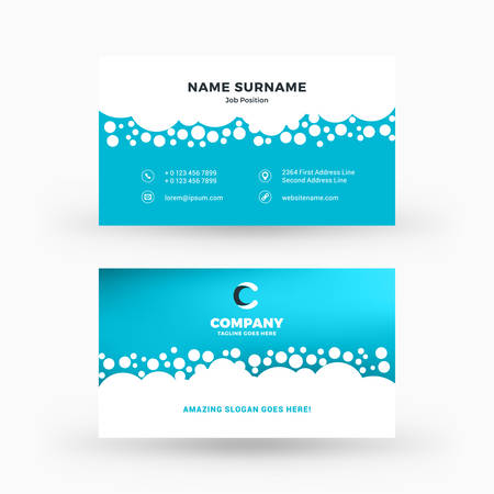 Creative and clean double-sided business card vector template. Flat design vector mockup. Stationery designのイラスト素材