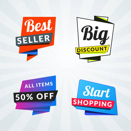 Set of sale banners and labels. Design elements for promotion. Vector illustrationのイラスト素材