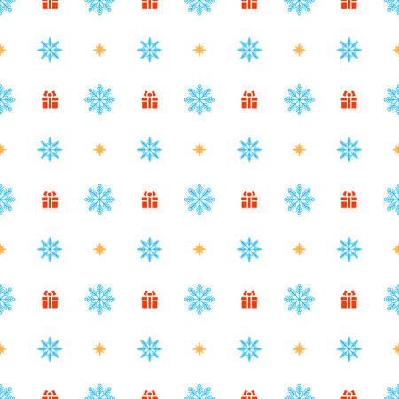 Christmas seamless pattern with snowflakes on white background. Vector background for wrapping paper or greeting cards.のイラスト素材