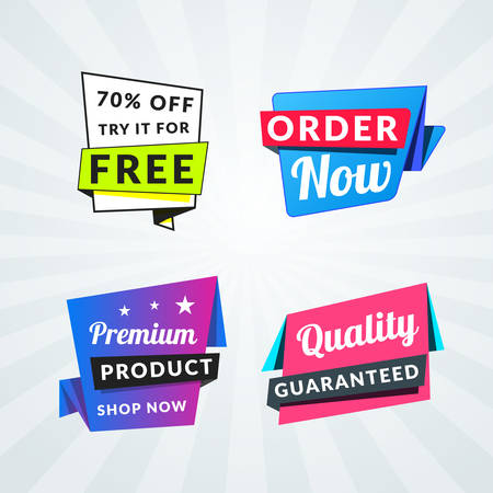 Set of sale banners and labels. Design elements for promotion. Vector illustrationのイラスト素材