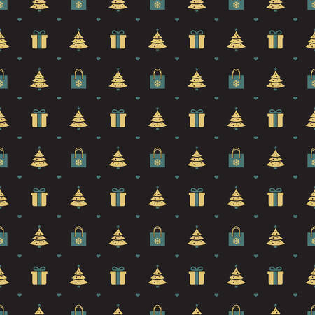 Christmas retro seamless pattern. Vector background for wrapping paper or greeting cardsのイラスト素材