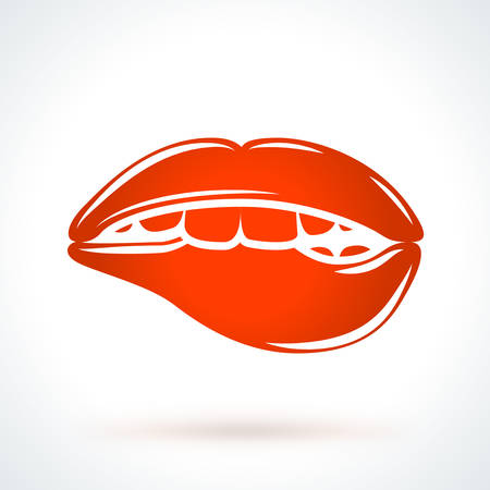 Sexy biting lips. St. Valentines Day vector design element. Love, wedding or dating romantic decorative symbolのイラスト素材