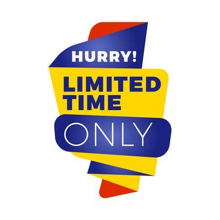 Sale banner template. Vector design element for your promotion. Red, yellow and blue color theme. Rounded speech bubbleのイラスト素材