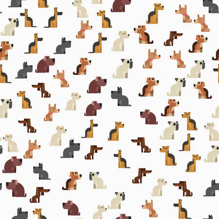Seamless background with dogs. Flat vector illustrationのイラスト素材