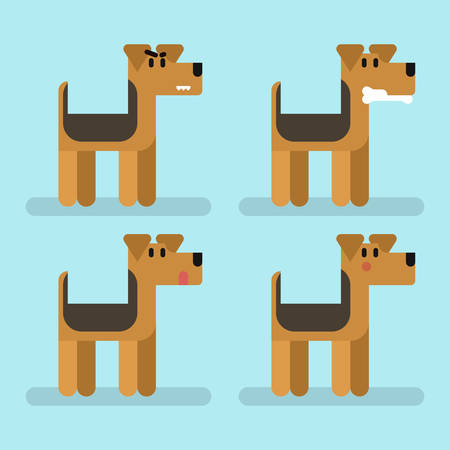 Cute funny dog welsh terrier set with different emotions.のイラスト素材