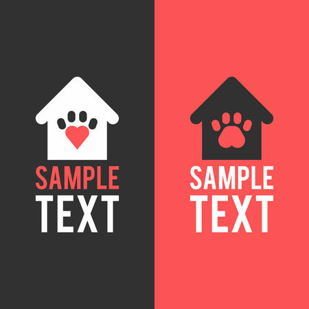Logo template. Home for pet. Pets paw. Vector illustrationのイラスト素材