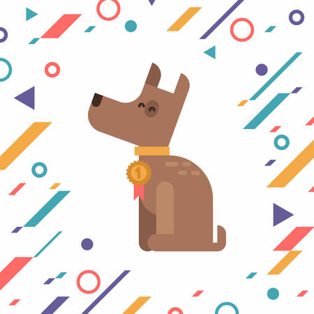 Illustration of a dog with a gold medal.のイラスト素材