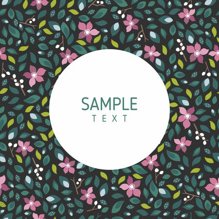 Card with flowers and leaves. Wedding ornament concept. Floral decoration. Vector layout decorative greeting card or invitation design backgroundのイラスト素材