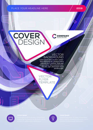 Vector business brochure cover design template. Abstract background with colorful gradients. Vector illustration. Geometric shapes with rounded edgesのイラスト素材