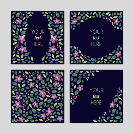 Set of cards with floral design elements. Wedding ornament concept. Vector layout decorative greeting card or invitation design backgroundのイラスト素材