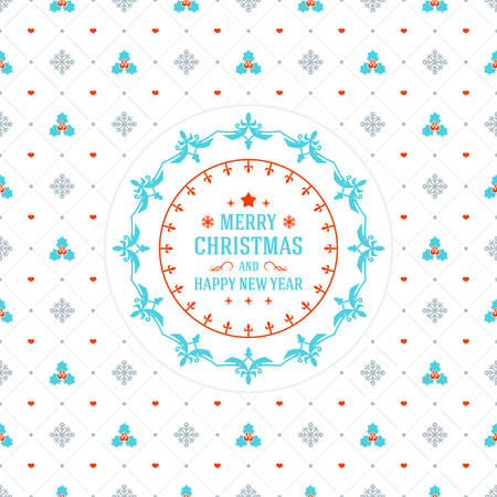 Merry Christmas and Happy New Year. Retro design on seamless background. Vector background for wrapping paper or greeting cardのイラスト素材