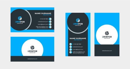 Double-sided creative business card template. Portrait and landscape orientation. Horizontal and vertical layout. Vector illustrationのイラスト素材
